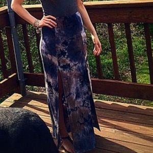 Double spilt tie dye maxi skirt